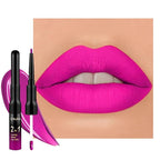 1Pcs 2 in 1 Hot Pink Matte Lip Liner and Liquid Lipstick Stain Makeup Set for women, Hot Pink Long Lasting Smudge Proof Lip Tint Matte Finish Lip Gloss for All-Day Color Hold Easy to Use 59#
