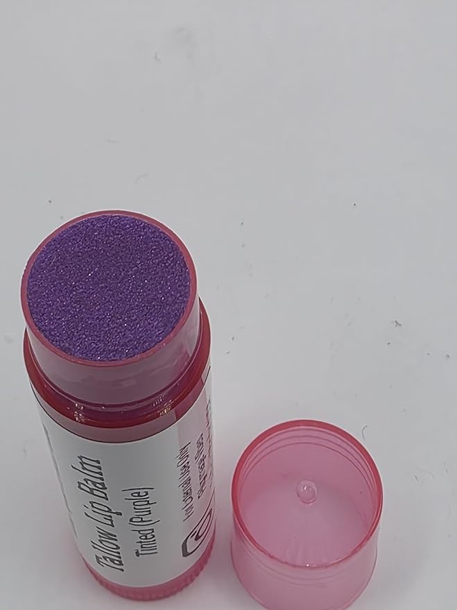 Tallow Lip Balm (3 Pack) (Tinted Purple) Handmade Grass Fed Beef Tallow Lip Balm with Nourishing Oils