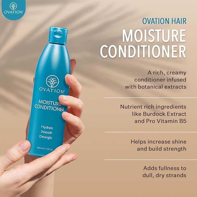 Ovation Hair 3-Step Bundle for Fine, Dry Hair - with Volume Shampoo, Cell Therapy Hair Growth & Healthy Scalp Treatment, Moisture Conditioner - Add Volume, Fullness, Hydration, Balance & Shine