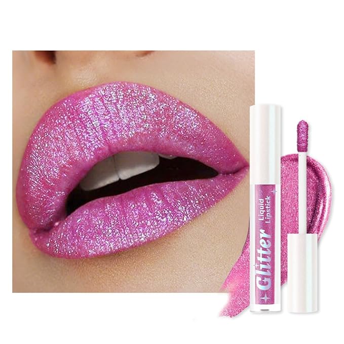 AMY'S DIARY Glitter Liquid Lipstick, Shimmer Metallic Lip Gloss, Long-Lasting Waterproof Lip Color, High Shine Sparkle Makeup,Lip makeup for woman (Lavender Gleam3#)