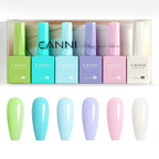 CANNI 6Pcs 9ml Hema-Free Gel Nail Polish Set- Green Blue Purple Pink Milky White Colors Gel Polish Kit, Soak Off LED Nail Gel Manicure Kit DIY at Home Salon Gifts for Women Girls