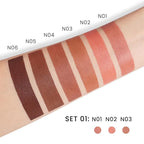 evpct 3Pcs Nude Beige Light Brown Orange Matte Lipstick Sets for Women 24 Hour Matt Matte Lipstick Long Lasting Waterproof and Smudge Proof Fall Color Lipstick Shades Dark Brown Lip Liner Set 01