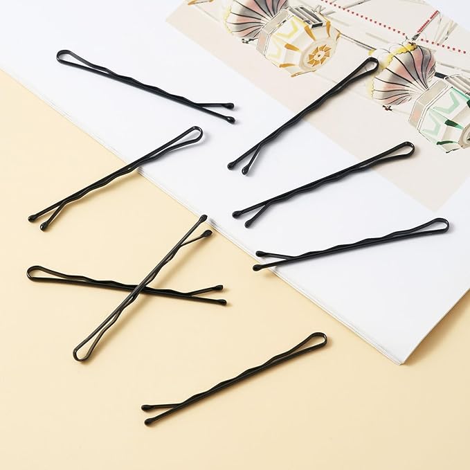 200 Pcs 2.2 Inch Wave-Shaped Bobby Pins Black Metal Hair Pins Hair Accessories for Women Stylists Hair Sticks Girl