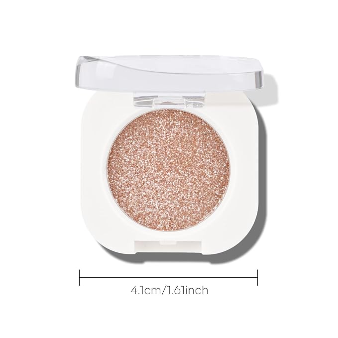 KYDA Single Glitter Eyeshadow, Champagne Glow Eyeshadow, Ultra-fine Lightweight Powder, Blendable Formula, Daily Glossy Eyes Makeup, Moonstone