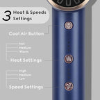 Diffuser Hair Dryer, IG INGLAM Professional Blow Dryer 110,000 RPM High Speed Brushless Motor Negative Ion Low Noise,3 Heat Settings & 3 Speed & Cold Settings, Compact Salon Ionic Hair Dryer