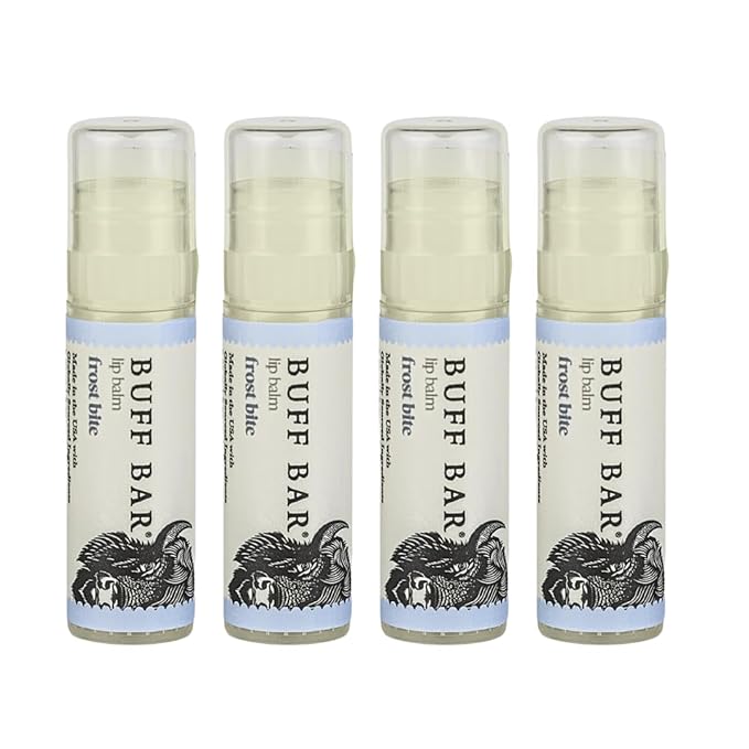 BUFF BAR Pure Bison Tallow Lip Balm, Frostbite, (4 pack) - Cool Peppermint, Moisturizing, Non-Habit Forming