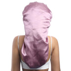 AWAYTR Long Satin Bonnet for Braids - Elastic Silk Hair Bonnets for Sleeping Night Cap Stretchy Tie Band for Women（Rose Gold）