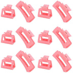 12 Pack Pink Square Claw Clips, Big and Small Neutral Rectangle Hair Claw Clips, Non-slip Matte Large Hair Clips for Women,Strong Hold jaw clip for Thick Thin Hair