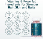 WEEM Hair Skin and Nails Gummies - Supports Healthy Hair - Vegan biotin Vitamins for Women & Men Supports Faster Hair Growth, Stronger Nails, Healthy Skin, Extra Strength (2)