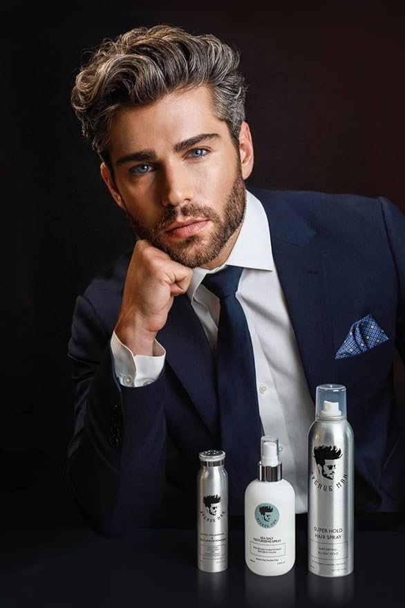 Avenue Man Sea Salt Spray for Men - Texturizing & Thickening Sea Salt Hair Spray for Men with Kelp and Brown Seaweed Extract - Paraben, Sulfate-Free - Add Volume and Texture Beach Hairspray 6.76 Oz