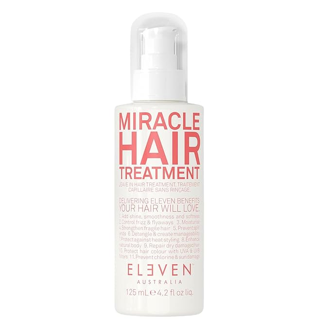 ELEVEN AUSTRALIA Miracle Leave In Hair Treatment - Curly & Straight Hair Care Products for Women & Men, Heat Protection & Detangler, Frizz Control, Repairs Dryness, Moisturizing- 4.2 fl oz