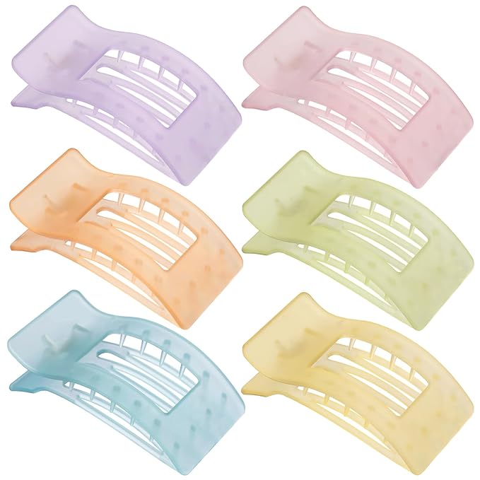French Flat Hair Clips for Women 6pcs Hair Claw Clips for Thick or Thin Hair Matte Claw Clips for Girls Barrettes Non-Slip Strong Hold Hair Accessories for Women (Ice Cream)