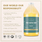 WHOLENATURALS Pure Castile Soap Liquid Unscented, EWG Verified & Certified Palm Oil Free-1 gallon (64oz x2 bottles) Natural, Mild & Gentle Non-gmo & Vegan-Organic Body Wash, Laundry & Baby Soap