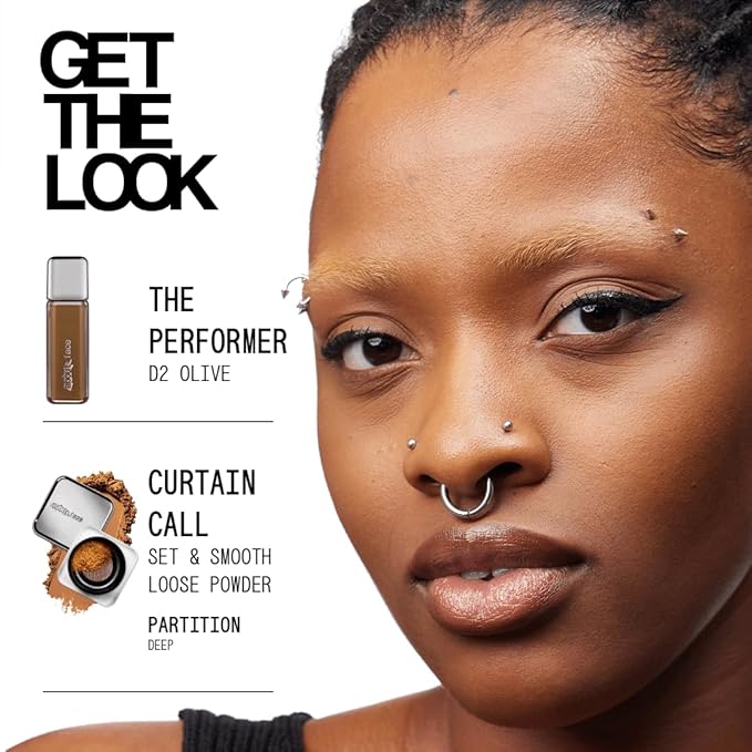 about-face THE PERFORMER Skin-Focused Foundation D2Olive – Medium Coverage, Long-Wear, Breathable & Buildable Base – Clean, Vegan, Hydrating Formula with Blue Agave & Chlorella – 1.08oz