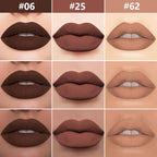 3Pcs 2 in 1 Chocolate Nude Brown True Nude Matte Lip Liner and Liquid Lipstick Stain Makeup Set for women, Long Lasting Smudge Proof Lip Tint Matte Finish Lip Gloss for All-Day Color Hold Set33