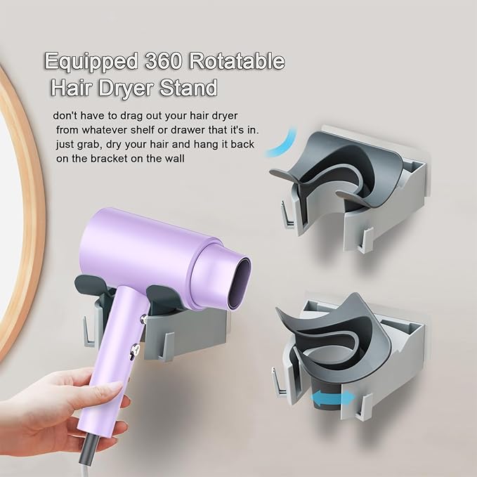 Salon Styling Hair Dryer with Wall Holder【Blue Light Negative Ions】 Fast Drying，High Power HairDryer for Home & Travel【Equipped 360 Rotatable Blow Dryer Stand 】 110V Matte Texture - Roland Purple