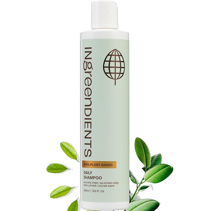 Ingreendients Natural Shampoo With Organic Ingredients - Sulfate Free, Color Safe, Non Toxic With Tea Tree Oil & Apple Cider Vinegar, Vegan, Gluten Free, pH Balanced