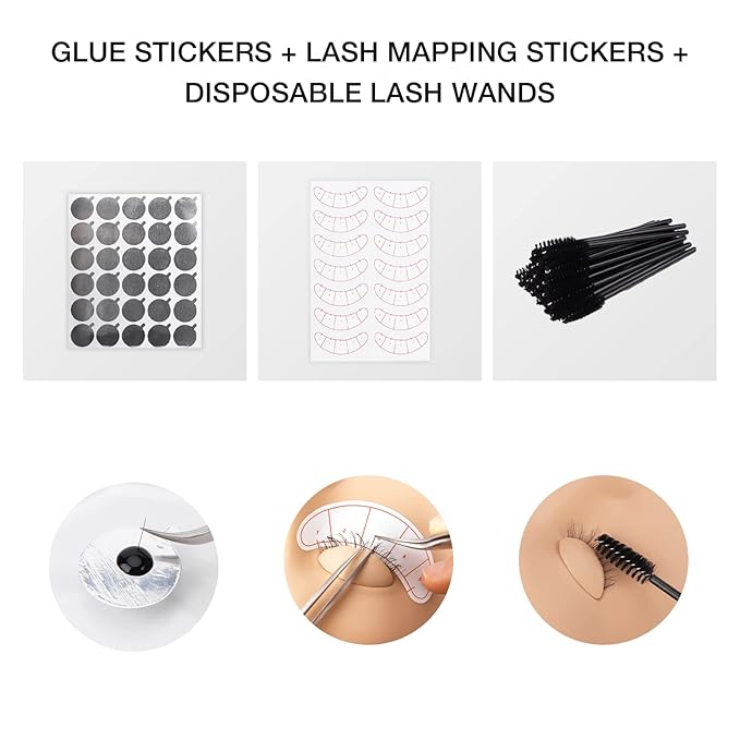 LASHVIEW Lash Extension Kit, Eyelash Extension Kit,Professional Eyelash Mannequin Head Kit with 4pc Removable Eyelids, Lash Kit for Eyelash Extensions Beginners,Training Makeup and Eyelash Graft