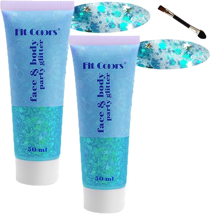 Body Glitter Face Glitter Gel: Singer Concerts Disco Festival Rave Accessories Face Glitter Makeup 150ml Chunky Sequins Mermaid Face Body Hair Glitter Gel (2 Lake Blue)