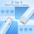 2025 New 2-in-1 Electric Bikini Trimmer for Women - Dual Head Electric Razor,Waterproof Painless Bikini Shaver, Pubic Hair Trimmer for Private Area & Body Hair, Blue