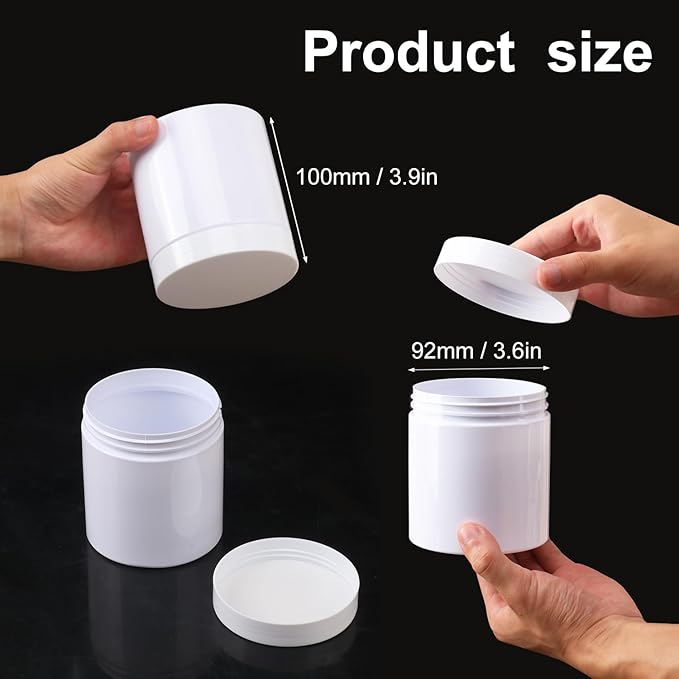 26 Packs 16 OZ White Plastic Jars with Lids, Body Butter Containers, Cosmetic Containers jars with Wide-Mouth for Kitchen Ingredients, beads, sequins, Lotion, Cream, DIY Crafts and More by KUKLIPJIM.