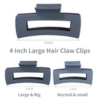 Large Square Jumbo Hair Clips - 4.1 Inch Big Jaw Clips for Thick Hair, 12 Pcs Bulk Accessories for Women and Girls - Neutral