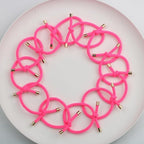 14PCS Hair Tie Elastics Knotted Hair Ties Ponytail Holders for Women Girls Elastic Hair Rubber Bands for Thin Thick Wavy Curly Straight Long Hair (Neon Pink)