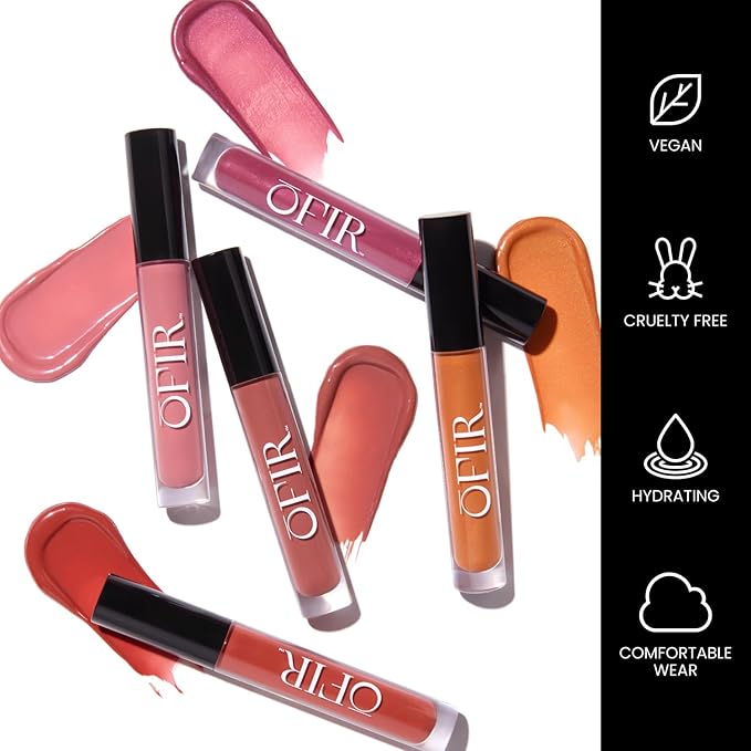 OFIR Hue Hydrator Sheer Lip Jelly, Luminous Gloss, Plant-based, Hydrating, Subtle Color, 0.135 fl oz (Desert Rose - Brick Brown)