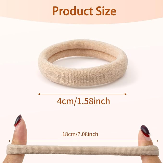 Bessrung 100 PCS Seamless Nylon Hair Ties, No Damage Elastics Hair Ties for Women Girls, Soft Stretchy Ponytail Holders for Thin Thick Hair, Snag-Free Hair Bands Christmas Gift(Beige Color)
