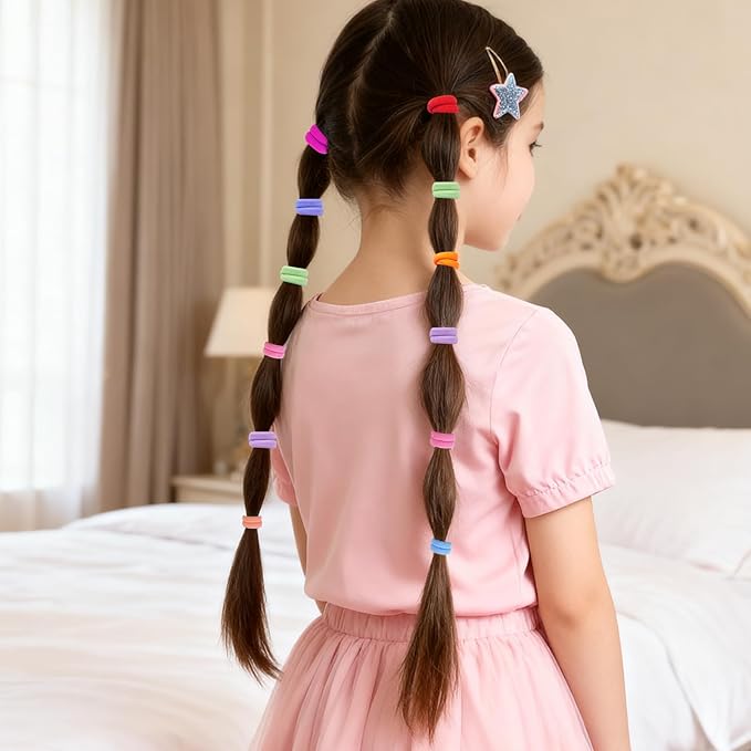 500pcs Baby Hair Ties, Toddler Hair Ties for Girls, Kids Seamless Elastic Hair Bands, 1 Inch No Metal Ponytail Holders, Soft Cotton Hair Accessories, 30 Assorted Colors, Durable & Pain-Free