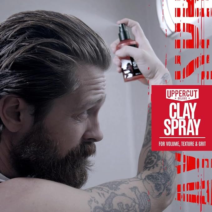 UPPERCUT DELUXE Clay Spray for Men, 5.0 oz – Texturizing Volume Spray with Natural Matte Finish – For Medium to Long Hair – Adds Grit, Thickness & Reworkable Hold