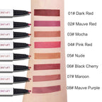 2Pcs Longwear Liquid Lip Liner Stain Marker Pen Set Long Lasting Waterproof, Maroon Dusty Mauve Purple Matte 24 Hour Lip Liner and Lipstick Combo Korean Color Stay Lipliner All Day Lips Stain peel off