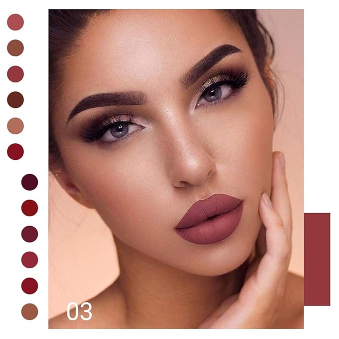 evpct 1Pcs Mauve Red Matte Liquid Lipstick Lip Gloss Glossy Set for Black Women 24 Hour Silky Velvet Lipstick labiales matte larga duracion mate 24 horas originales 03#