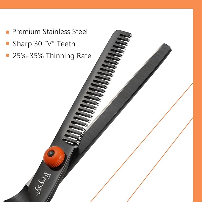 Hair Scissors Thinning Shears for Hair Cutting, Fcysy Professional Barber Blending Shears Kit with Straight Edge Razor Barber Tools, Hairdressing Trimming Scissors for Men Women