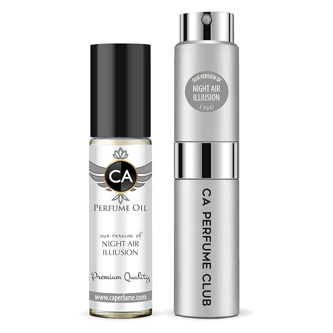 CA Perfume Duo Impression of Night Air Illusion For Women And Men Perfume Layering Set Long Lasting Travel Size EDP + Body Oil Roll-On Bottle 0.27 Fl Oz+0.33 Fl Oz
