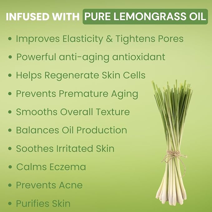 Moisturizing & Firming Lemongrass Body Lotion & Hand Cream - Natural Moisturizer for Dry Skin, Itchy or Crepey Skin - Eczema Treatment - Olive Oil, Coconut Oil & Avocado Oil - 8oz