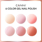CANNI 6pcs 9ml Jelly Nude Pink Gel Nail Polish Set- Neutral Transparent Pink Colors Gel Polish Kit, Soak Off LED Nail Gel Manicure Kit DIY at Home Salon Gifts for Women Girls