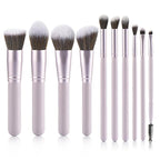 10 Piece Purple Makeup Brushes - Wooden Handle with Soft Synthetic Bristles,for Face & Eye Makeup|Professional Makeup Brushes set for Women & Girls|