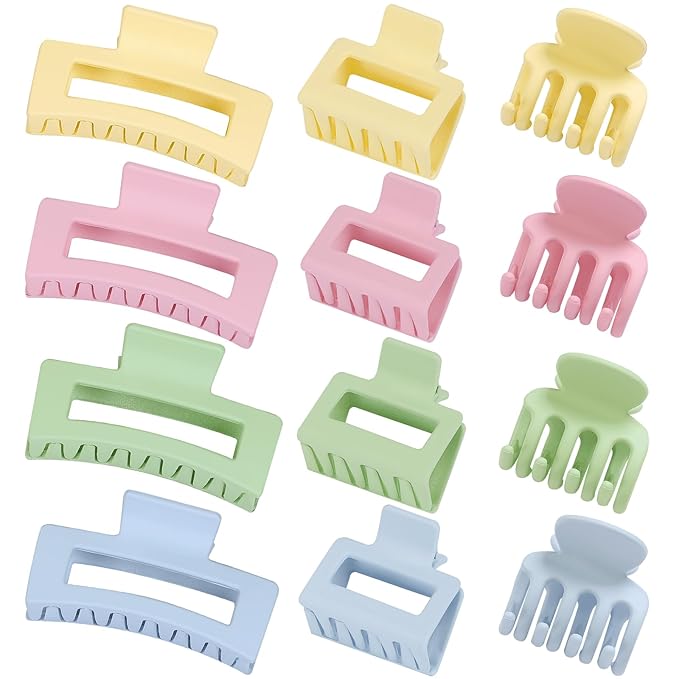 3 Styles Hair Clips for Women Small Medium Big Claw Clips for Thin Thick Hair 12 Pcs Hair Claw Clips Hair Clips Combination Hair Accessories for Women (Colorful)