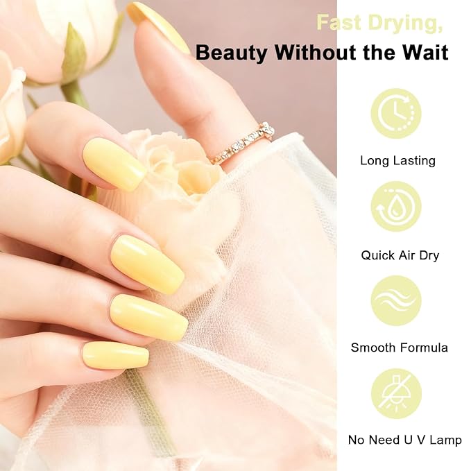 16.5ml Lemon Yellow Nail Polish Large Volume Quick Drying Nail Polish, Fast Drying and Long Lasting Color Nail Art DIY Home Manicure Gift for Women