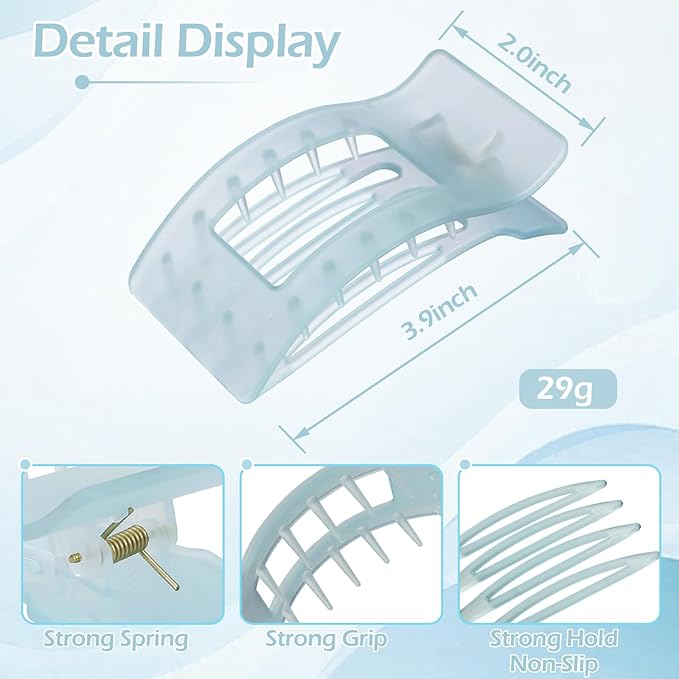 French Flat Hair Clips for Women 6pcs Hair Claw Clips for Thick or Thin Hair Matte Claw Clips for Girls Barrettes Non-Slip Strong Hold Hair Accessories for Women (Ice Cream)