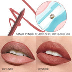 evpct 1Pcs Reddish Brown Matte Long Lasting Lip Liner Pencils Makeup for Shaping & Sculpting Lips, No Transfer Long Wear Waterproof Pigmented Lip Liner lipliners Crayon Lipstick Pencil Sharpener 10