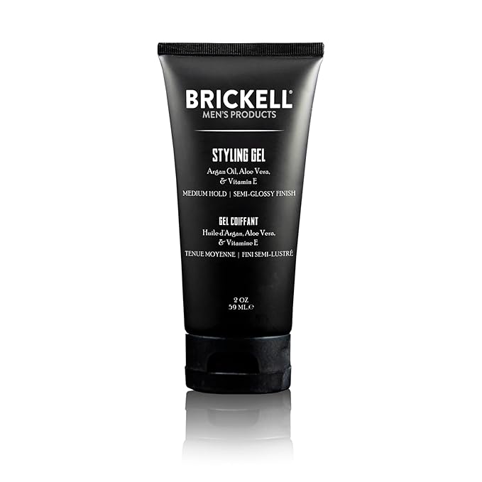 Brickell Men's Hair Styling Hair Gel For Men, Natural and Organic, All Day Hold for Glossy Style, Natural Scented, 2 Ounce