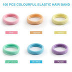 100 Pcs Thick Seamless Spring Hair Ties, Ponytail Holders Hair Accessories No Damage for Thick Hair Christmas Gift(Spring Colors)
