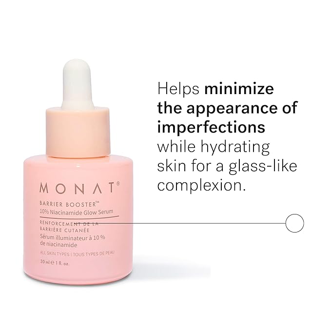 MONAT Barrier Booster™ Niacinamide Glow Serum – Lightweight, Fragrance-Free Face Serum - Hydrate, Strengthen, & Boost Skin Barrier – Layer-Ready Formula for Smooth, Glass-Skin Finish – 30 ml / 1 fl oz