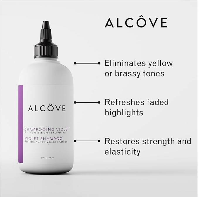 Alcôve - Violet Shampoo - Evening Primrose Oil, Mango Extract, and Argan Oil - Sulfate-Free - Blonde Hair - Colored Hair - Neutralize Yellow Tones - Refresh Highlights - Color-Safe -10oz