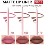 evpct 3Pcs Retractable Lip Liner Pencils Set Pack for Shaping & Sculpting Lips, Pink Chestnut Maroon Dark Taupe Brown Creamy Matte Velvet Pigmented Lip Liner lipliners Crayon Lipstick,09 + 10 + 12