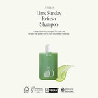 Lime Sunday Refresh Shampoo with Vitamin C, Korean Jeju Tangerine, Mint & Almond Powder for Oily Scalp Care – Exfoliating, Deep Cleansing, Lime Citrus Scent, Silicone & Paraben-Free (15.22 fl.oz)