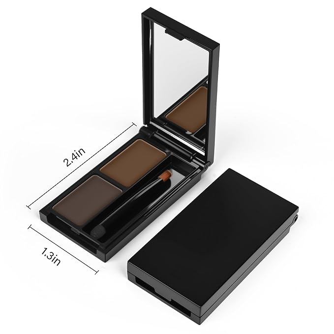 Dark Brown Eyebrow Powder，Eyebrow Kit Makeup Palette，Two Colors Matte Eye Brow Powder With Mirror&Brow Brush for Women，LongLasting，Waterproof，Fill & Sculpt，Defined Natural Brows 03