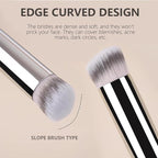 2Pcs Concealer Brush Set, Dense Mini Angled Kabuki Makeup Brush for Blending Under Eye Concealer, Detailed Nose Contour Setting Powder, Foundation & Eyeshadow, 270+370